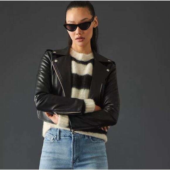 Anthropologie Avec Les Filles Faux Leather Jacket Black Size XS - Picture 2 of 13